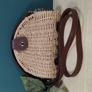 White House Black Market rattan crossbody bag